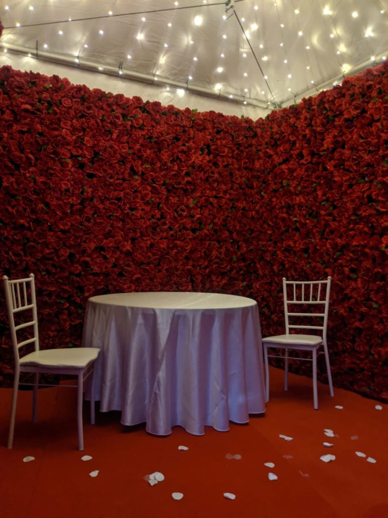 Red Flower Wall - Stoney Creek Flower Wall Rental