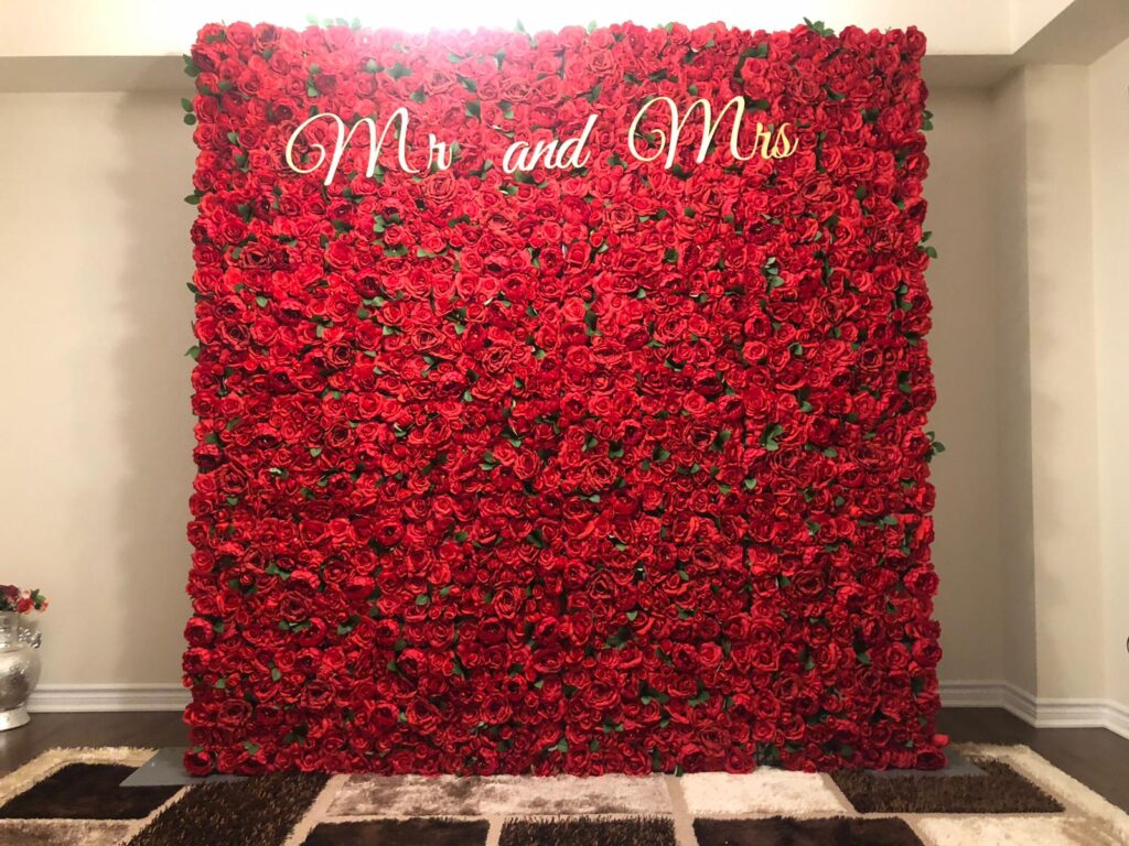 Toronto Flower Wall Rental mr and mrs